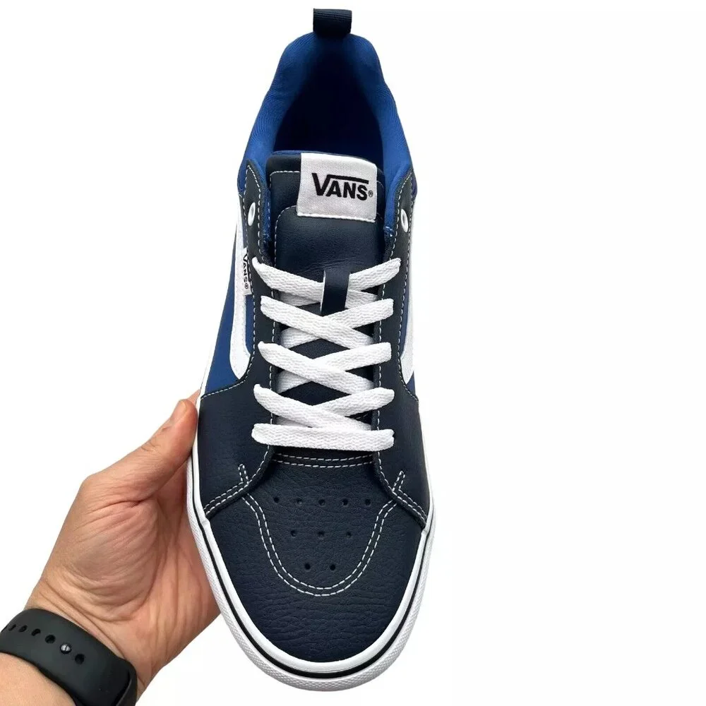 Vans Filmore Men's Casual Leather Sneaker Size 10 Navy -Royal Blue Lace up Shoes